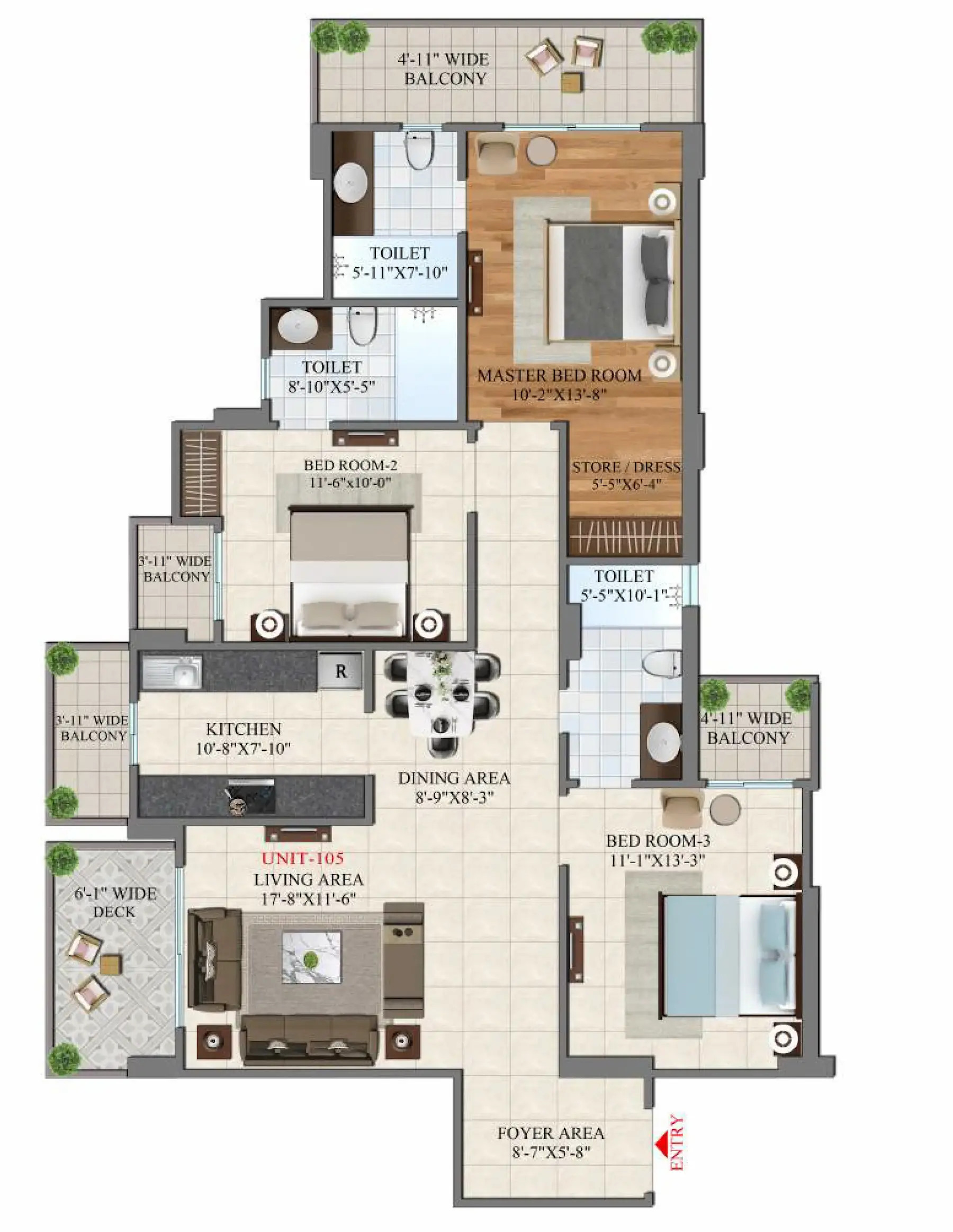 3BHK / TYPE-C / UNIT NO-05